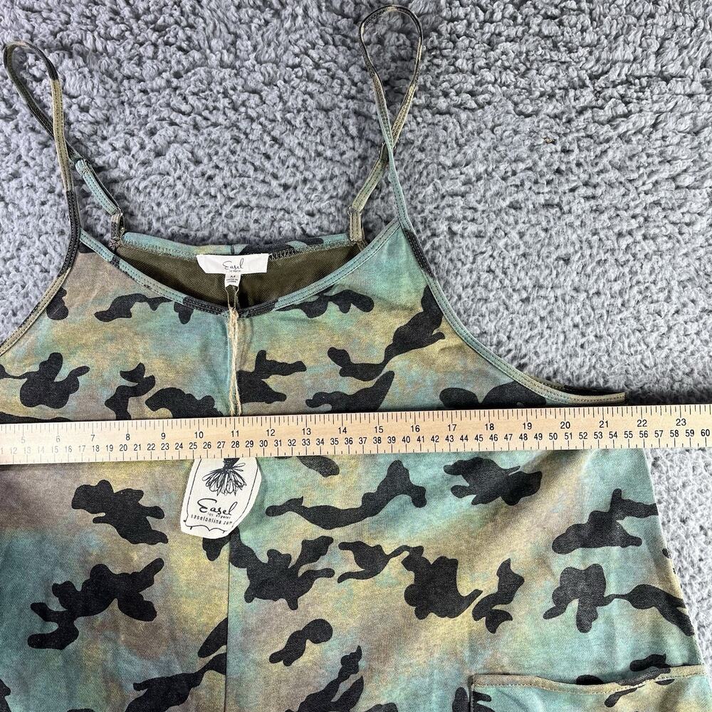 Easel Los Angeles Camo Wide Leg Overalls Jumper Jumpsuit Boho Pockets Medium - Picture 5 of 8